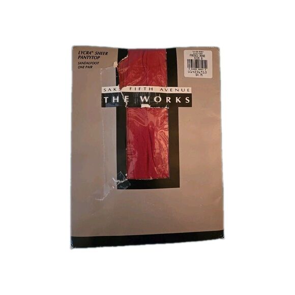Saks Fifth Avenue Pantyhose The Works Fresco Rose Size B Sandal Vintage Hose - Picture 1 of 6